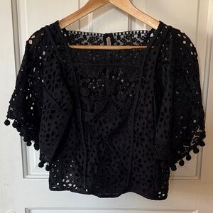 Anthropologie Black Eyelet Blouse